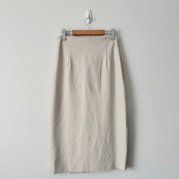Aritzia Babaton Billy Button Midi Pencil Skirt Matte Pearl Size 6 - Picture 5 of 7